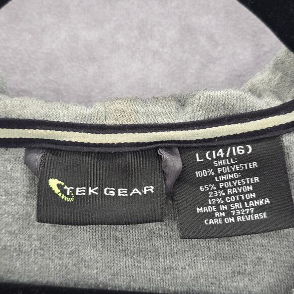 Tek Gear Gray Red Full Zip Hooded Track Windbreaker Jacket Coat Large L 14/16 - Picture 5 of 5